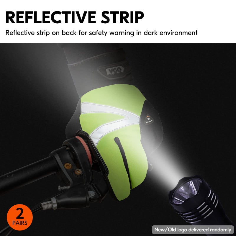 Vgo... 2-Pairs -4â„‰ or Above 3M Thinsulate C100 Lined High Dexterity Touchscreen Synthetic Leather Winter Warm Work Gloves, Waterproof Insert (Size L,Black, Fluorescent Green, SL8777FW) - Image 5